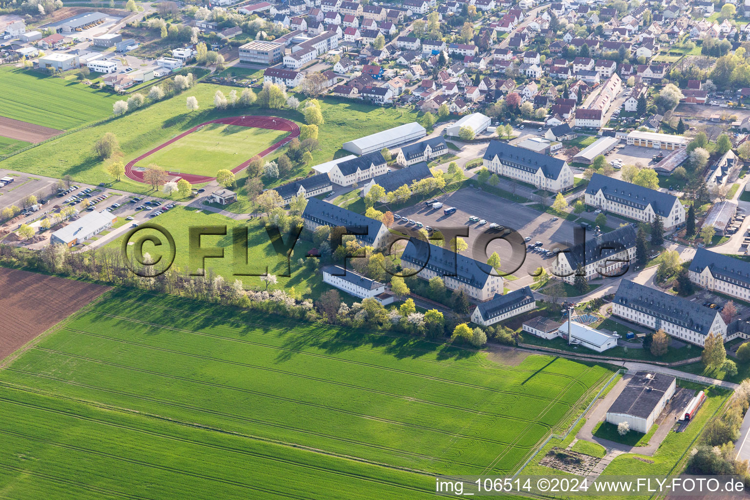 Bad Bergzabern in the state Rhineland-Palatinate, Germany seen from a drone