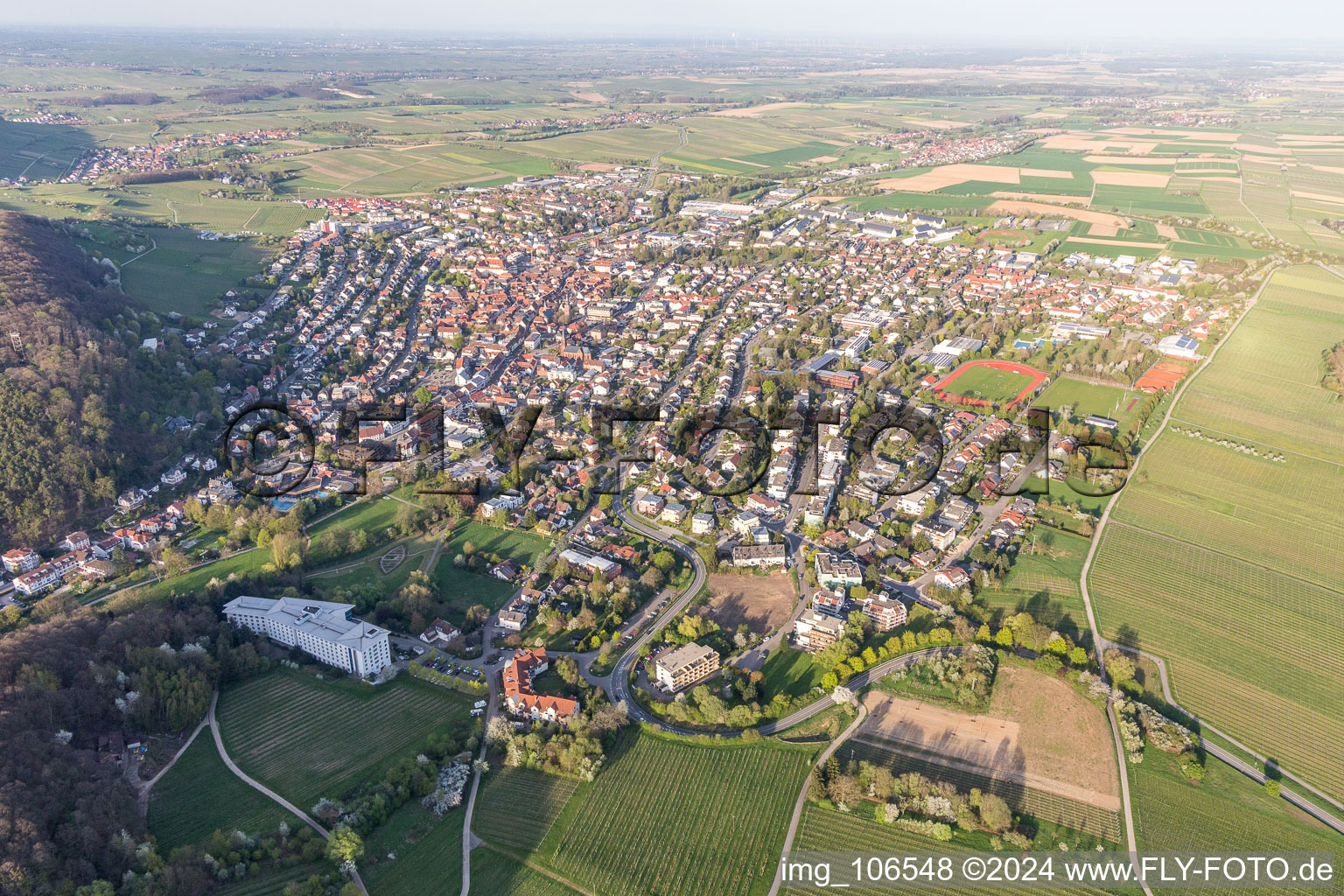 Aerial photograpy of Bad Bergzabern in the state Rhineland-Palatinate, Germany