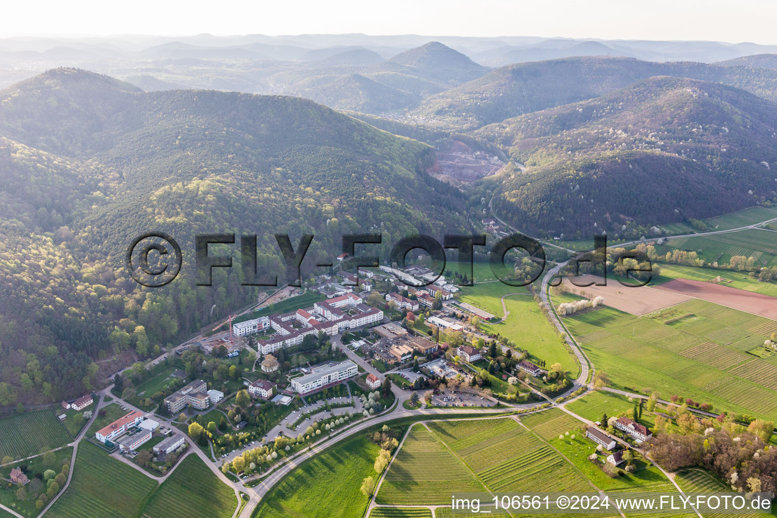 Bird's eye view of Klingenmünster in the state Rhineland-Palatinate, Germany