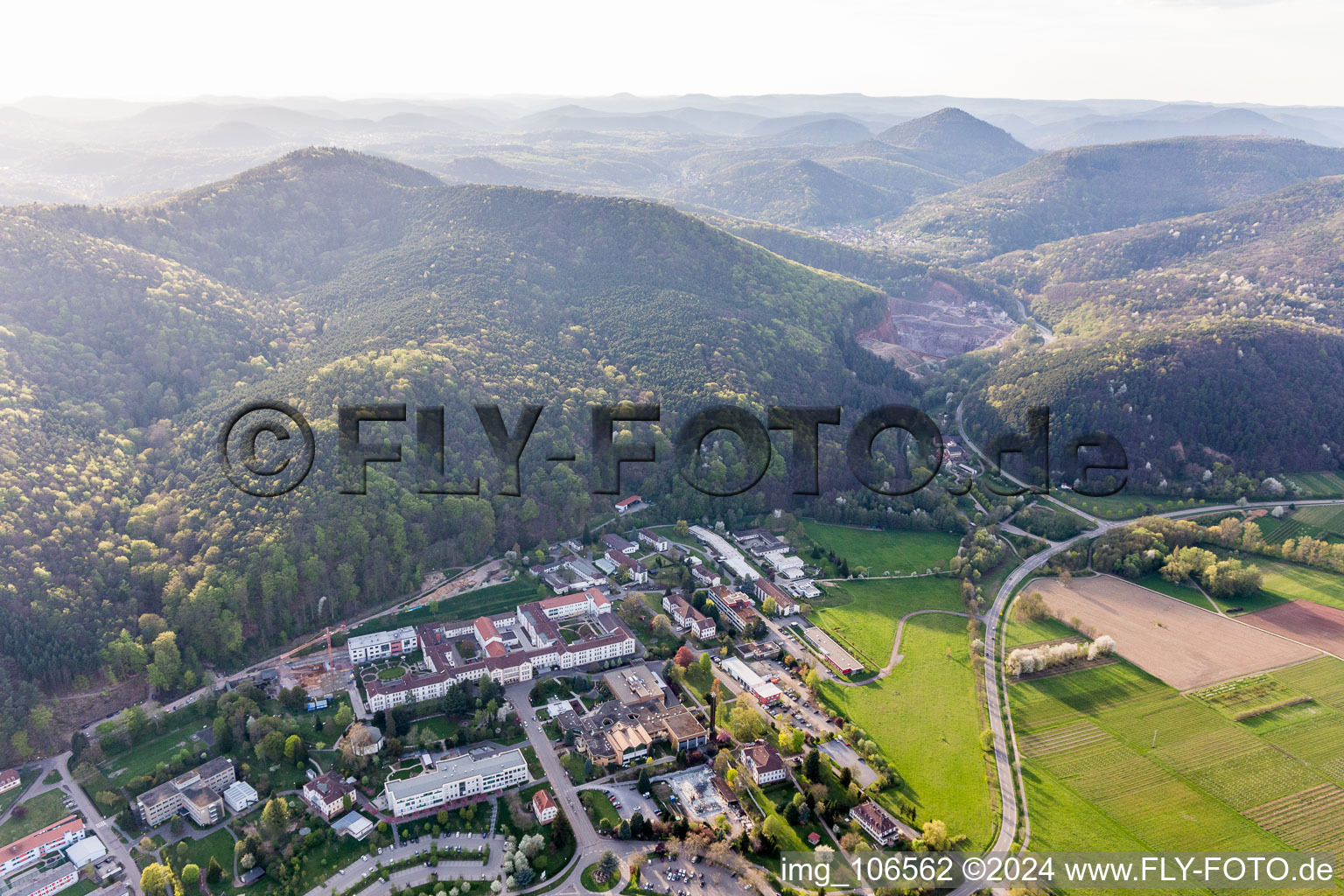 Klingenmünster in the state Rhineland-Palatinate, Germany viewn from the air