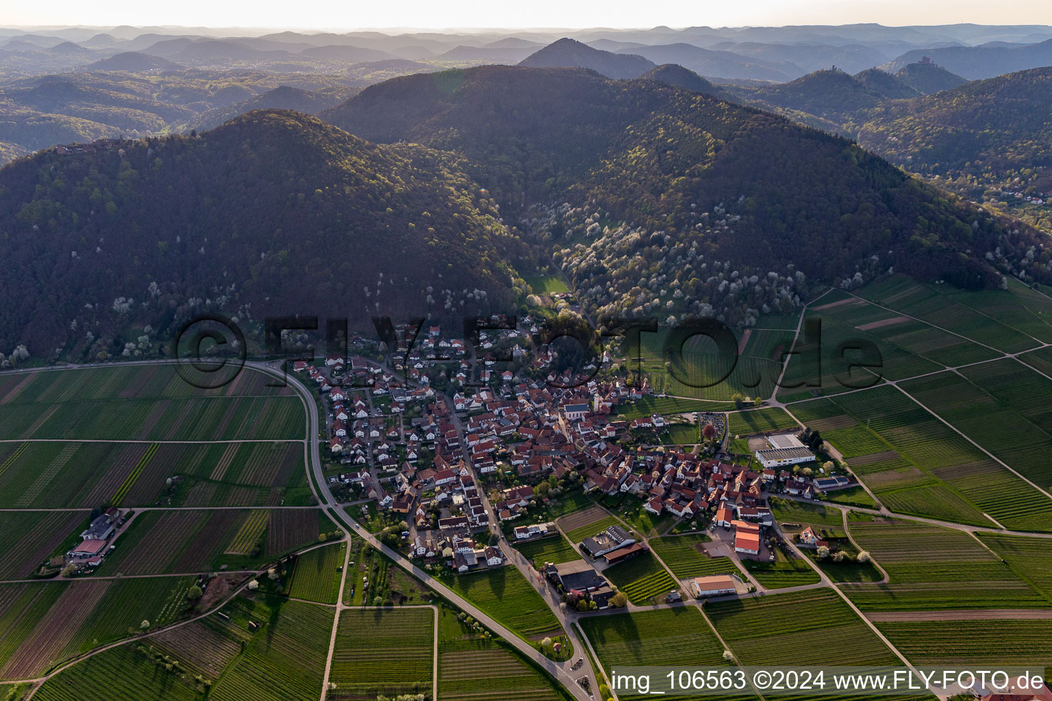 Oblique view of Eschbach in the state Rhineland-Palatinate, Germany