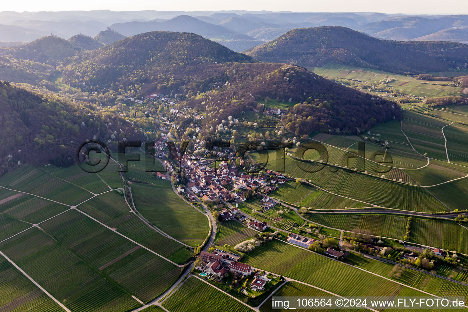 Aerial photograpy of Leinsweiler in the state Rhineland-Palatinate, Germany