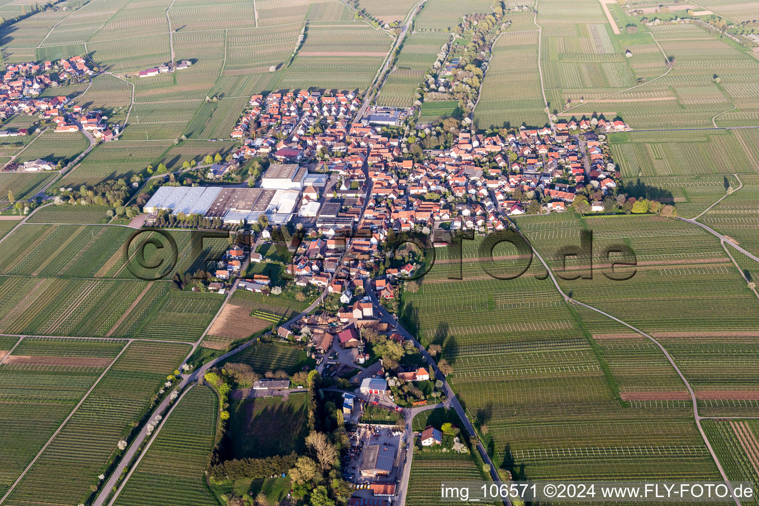 Drone image of Böchingen in the state Rhineland-Palatinate, Germany