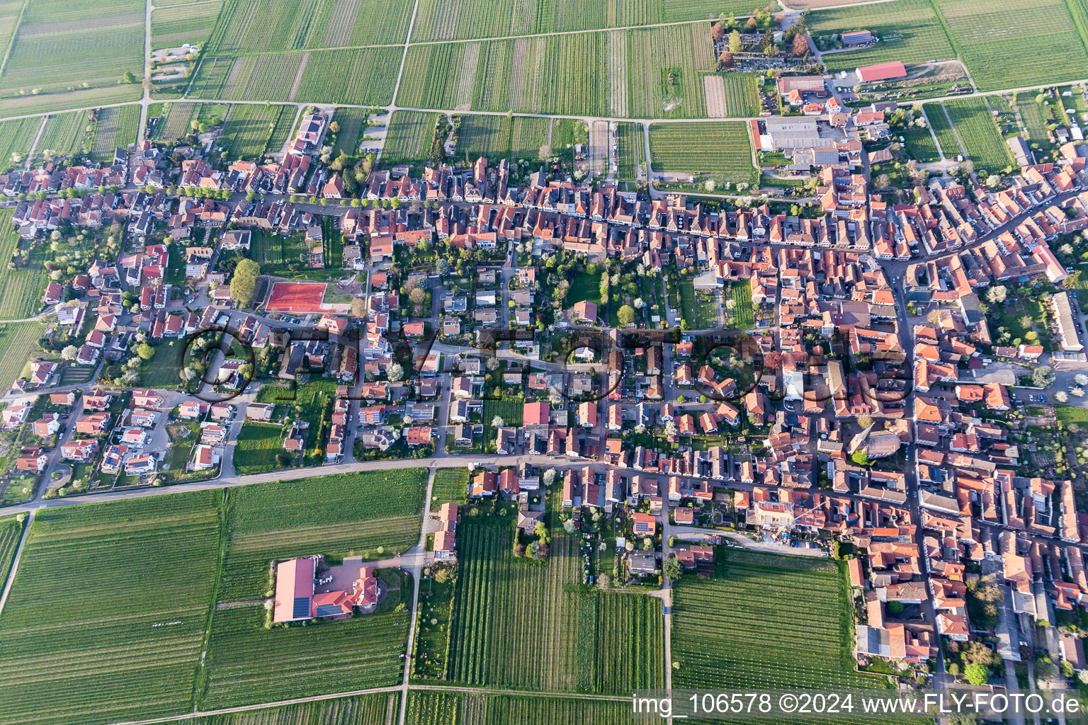 Rhodt unter Rietburg in the state Rhineland-Palatinate, Germany seen from above