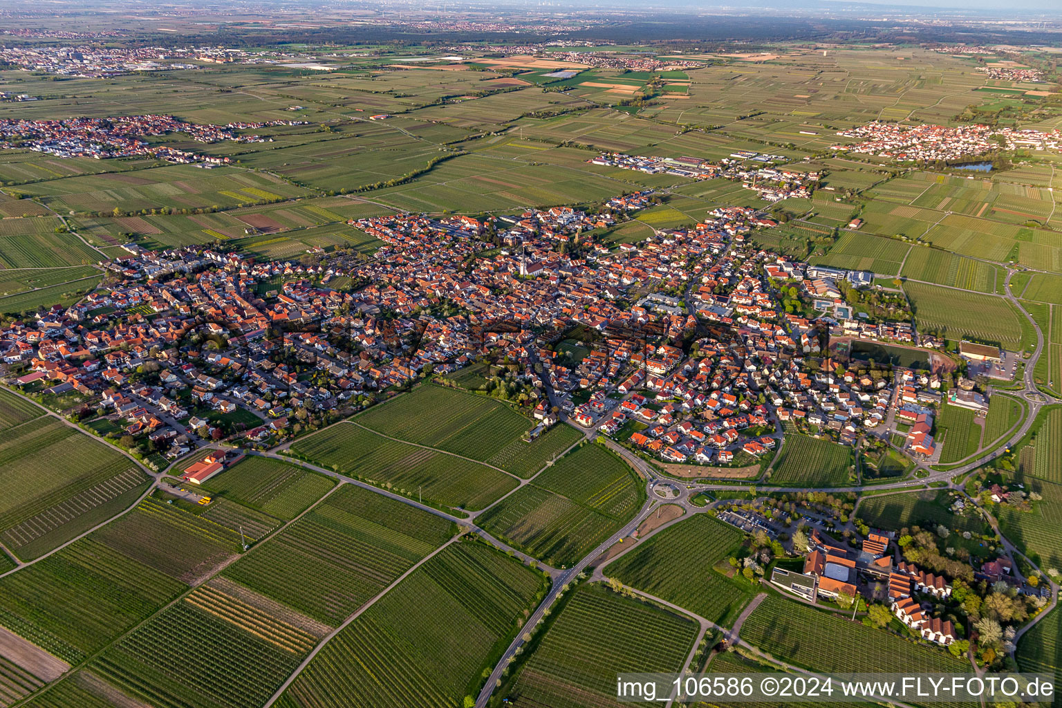 Maikammer in the state Rhineland-Palatinate, Germany viewn from the air