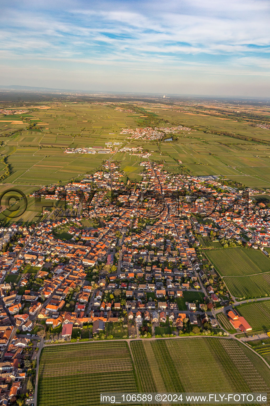 Maikammer in the state Rhineland-Palatinate, Germany from the plane