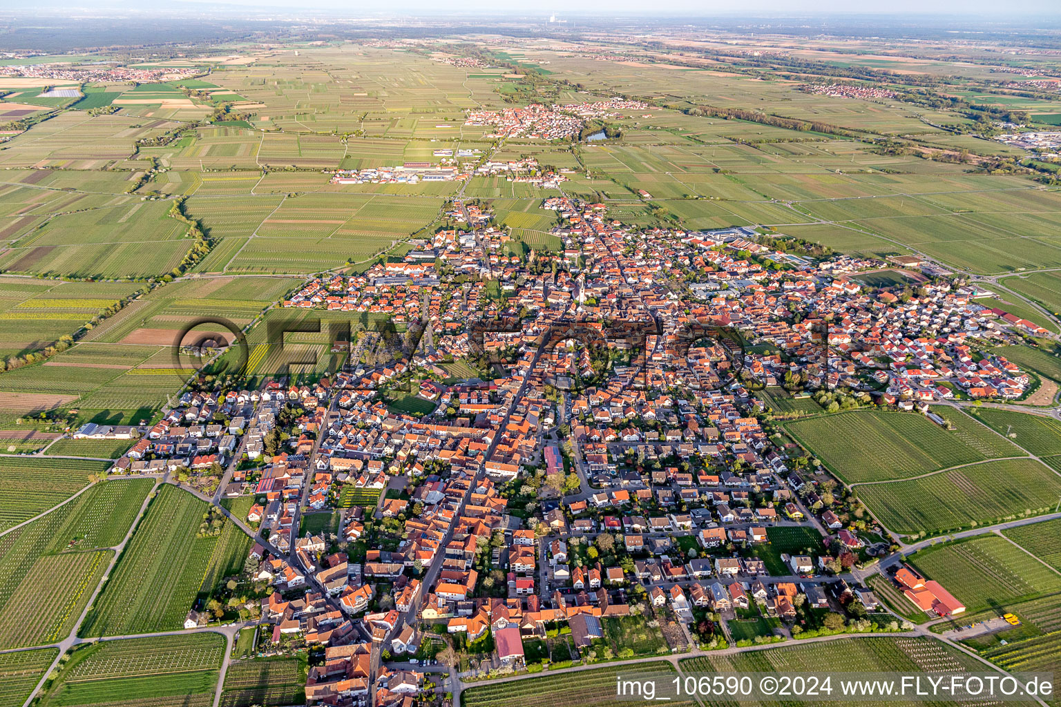 Bird's eye view of Maikammer in the state Rhineland-Palatinate, Germany