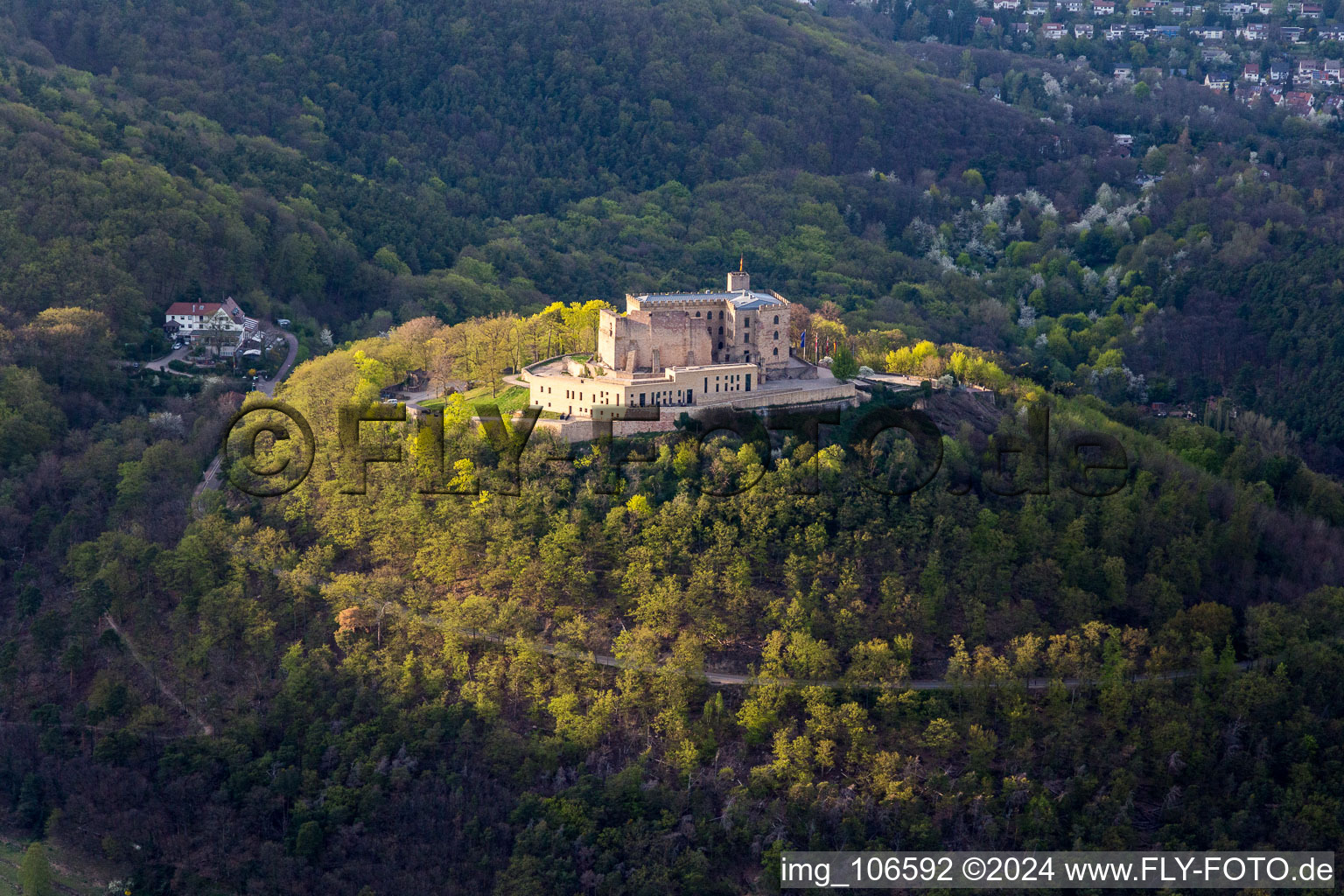 Oberhambach, Hambach Castle in the district Diedesfeld in Neustadt an der Weinstraße in the state Rhineland-Palatinate, Germany out of the air