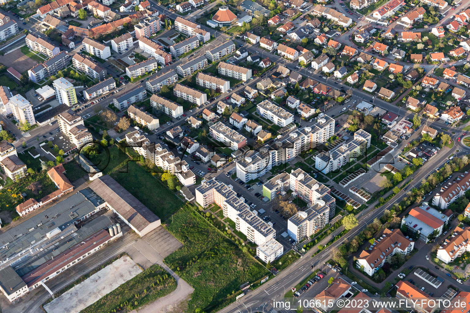 Neustadt an der Weinstraße in the state Rhineland-Palatinate, Germany from above