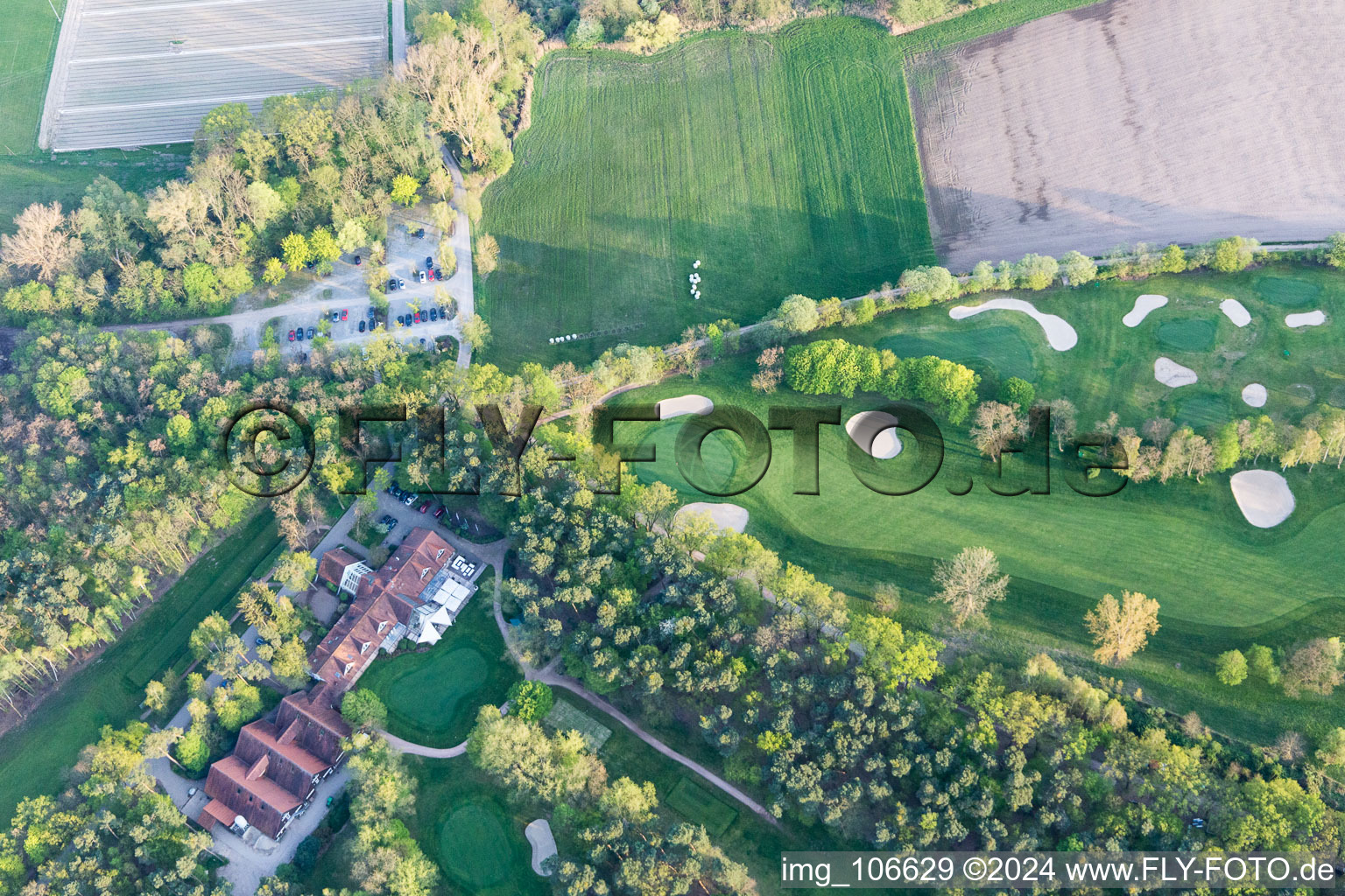 Aerial view of Golf Club Pfalz in the district Geinsheim in Neustadt an der Weinstraße in the state Rhineland-Palatinate, Germany