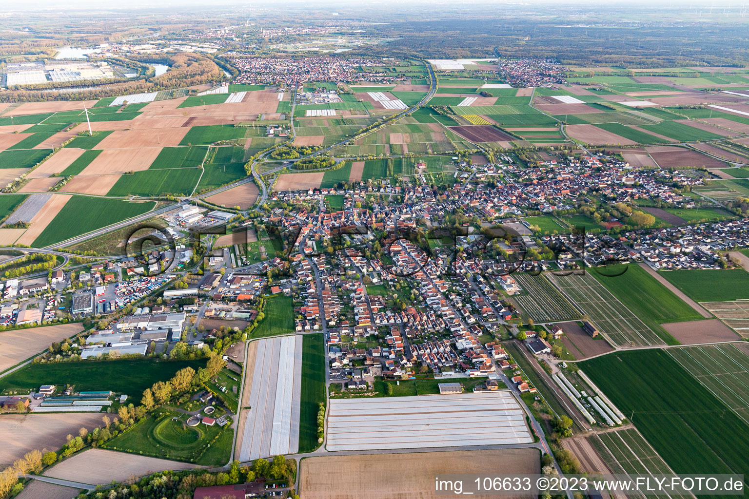 Schwegenheim in the state Rhineland-Palatinate, Germany out of the air