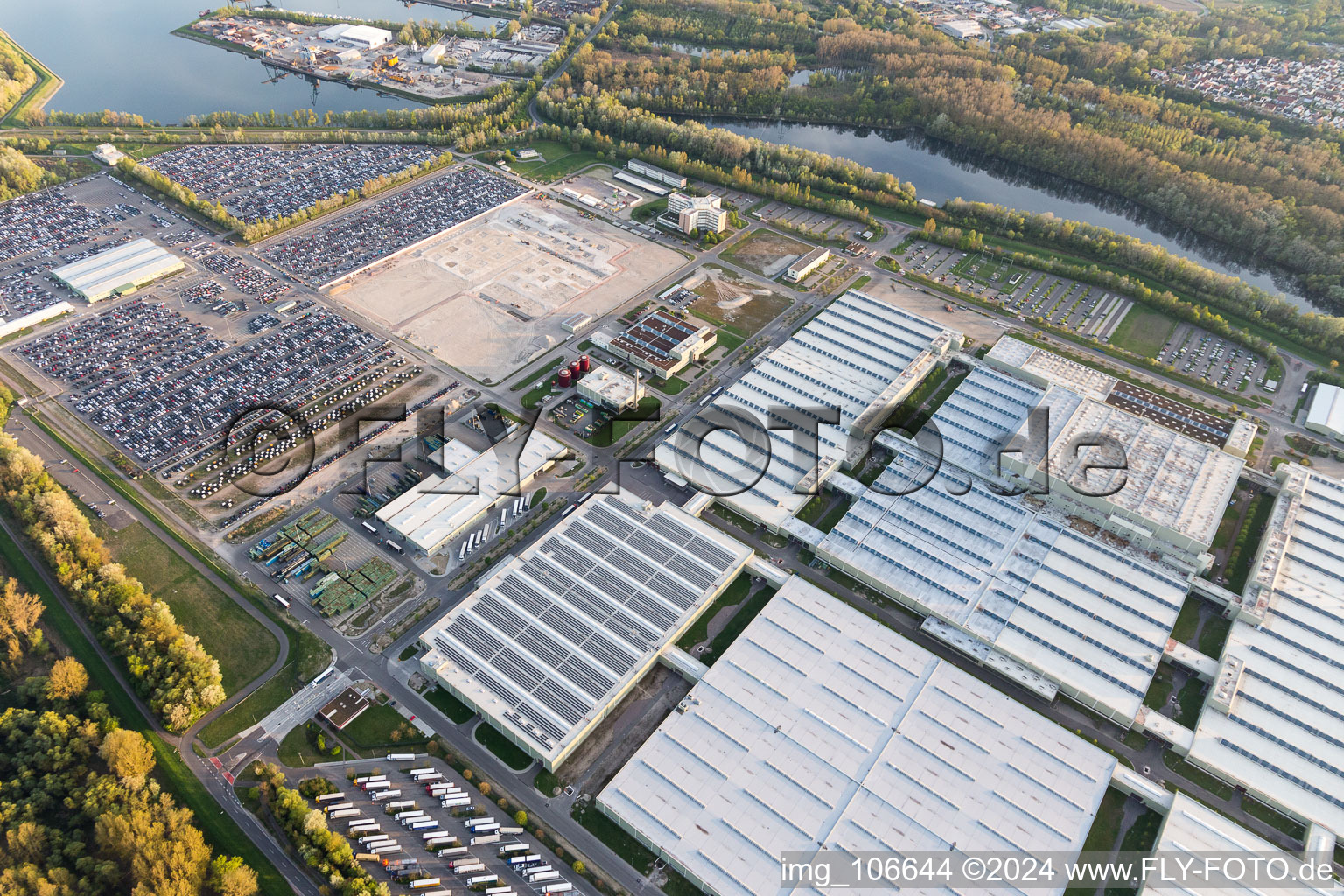 Island Green in Germersheim in the state Rhineland-Palatinate, Germany from a drone