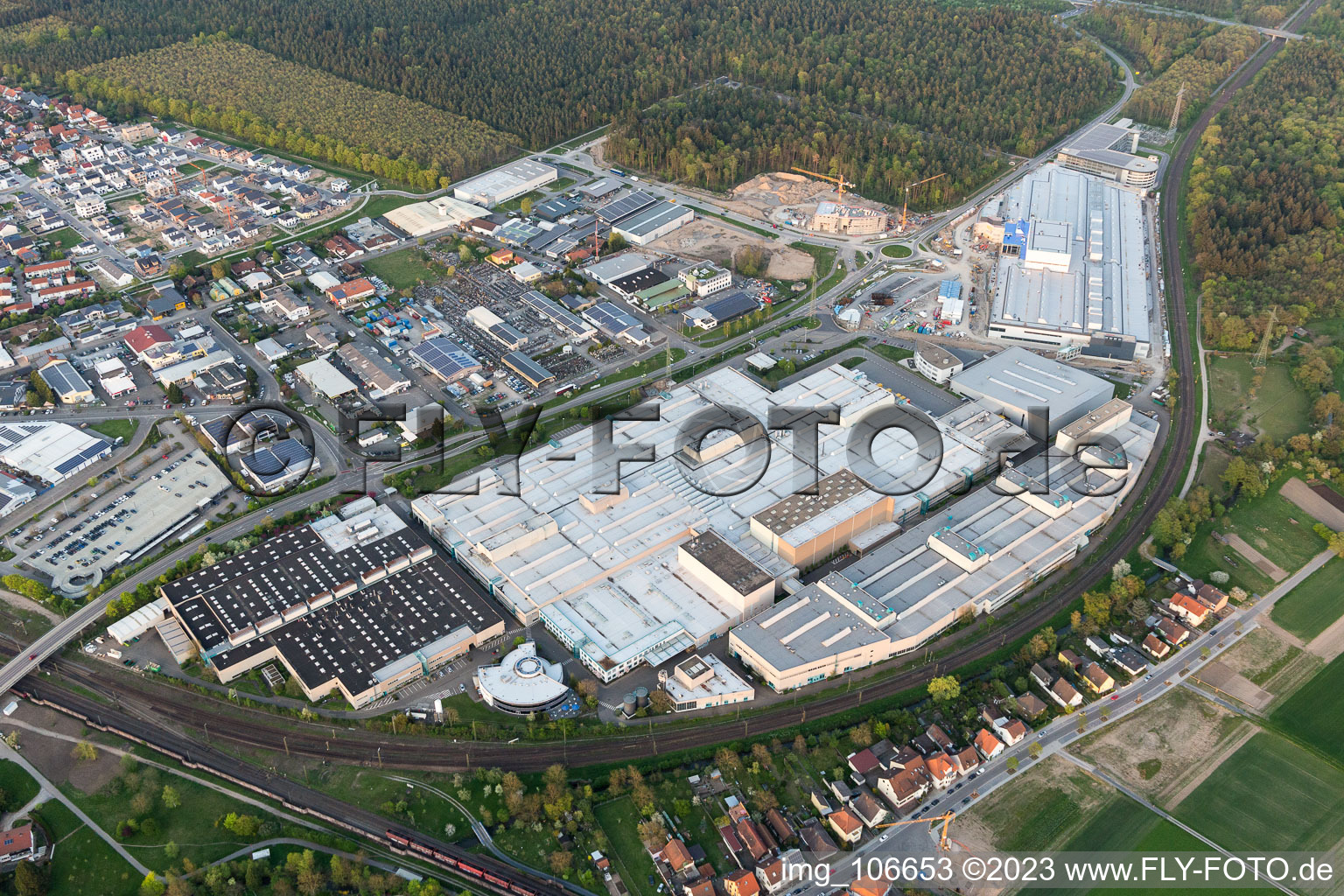 Aerial photograpy of SEW-EURODRIVE GmbH & Co KG in the district Graben in Graben-Neudorf in the state Baden-Wuerttemberg, Germany