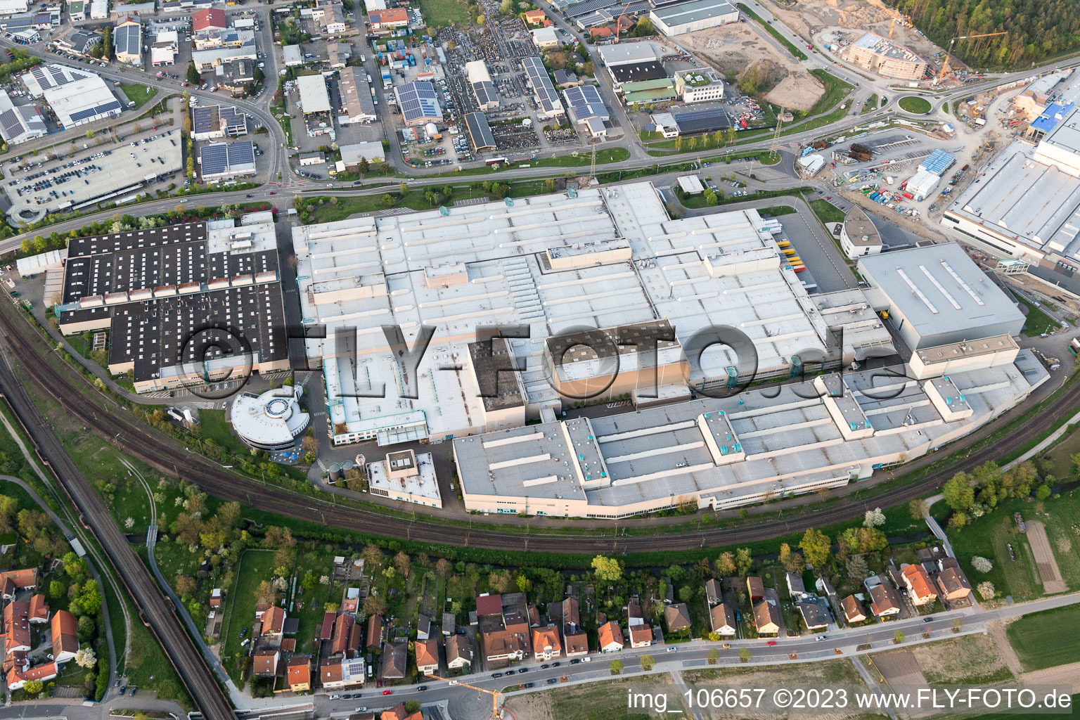 SEW-EURODRIVE GmbH & Co KG in the district Graben in Graben-Neudorf in the state Baden-Wuerttemberg, Germany from above