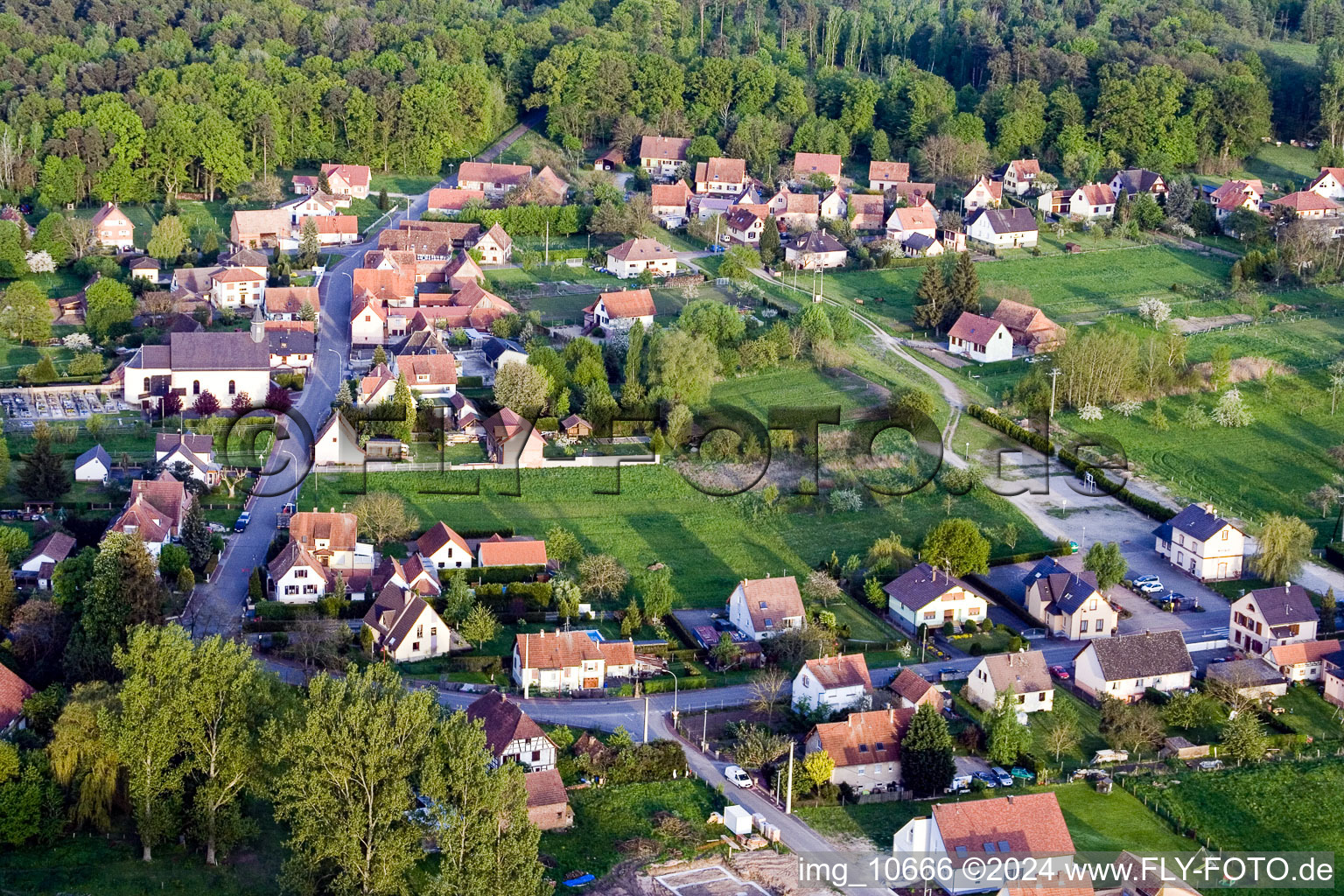 Town View of the streets and houses of the residential areas in Biblisheim in Grand Est, France