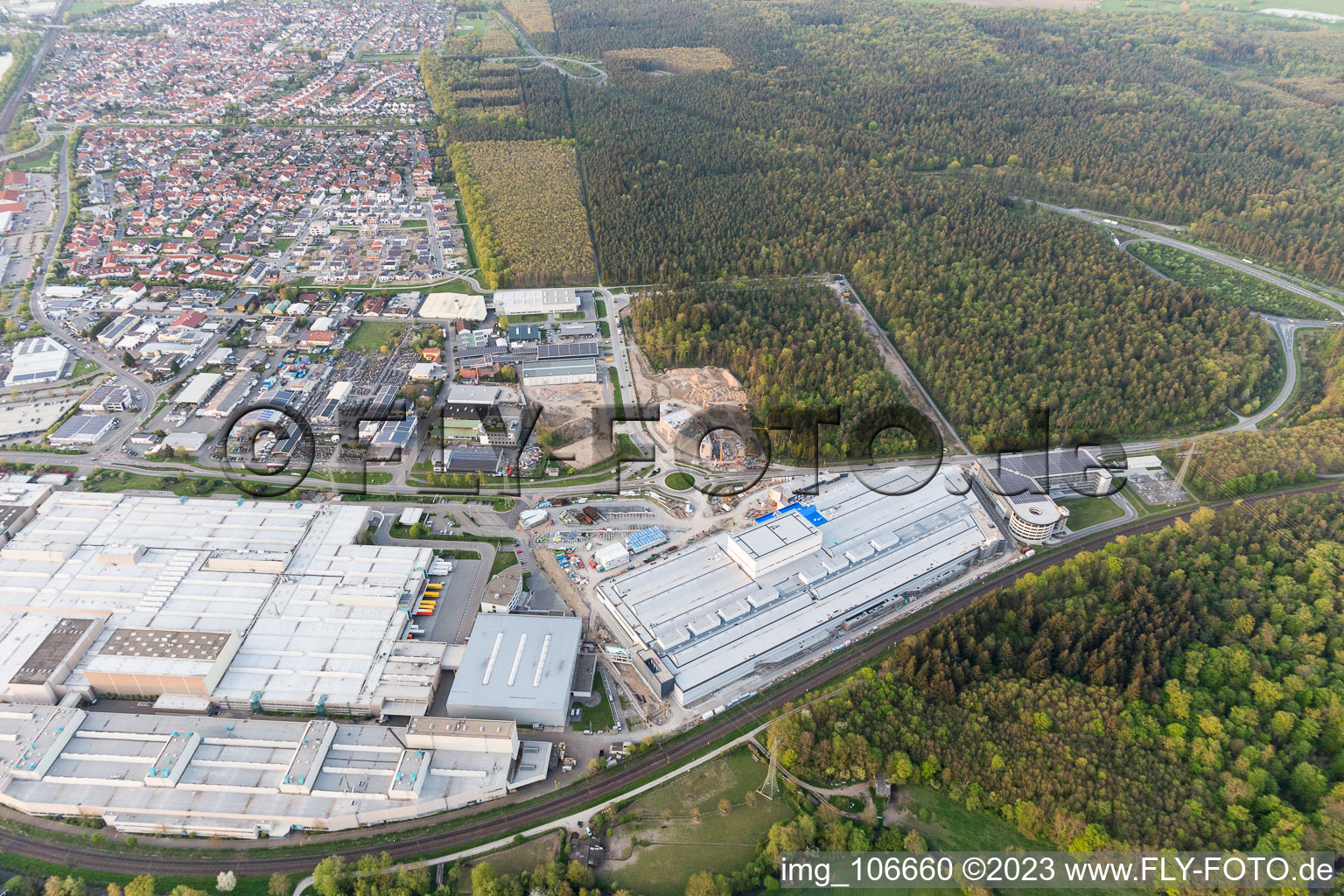 SEW-EURODRIVE GmbH & Co KG in the district Graben in Graben-Neudorf in the state Baden-Wuerttemberg, Germany seen from above