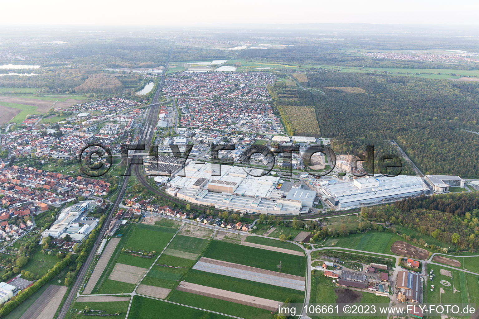 SEW-EURODRIVE GmbH & Co KG in the district Graben in Graben-Neudorf in the state Baden-Wuerttemberg, Germany from the plane