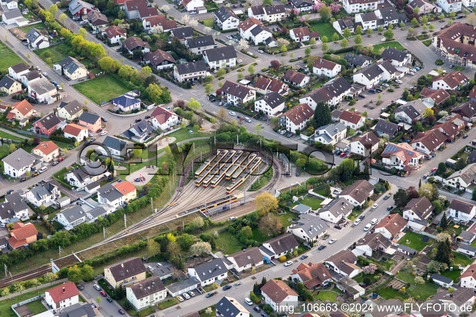 S-Bahn terminus in the district Hochstetten in Linkenheim-Hochstetten in the state Baden-Wuerttemberg, Germany