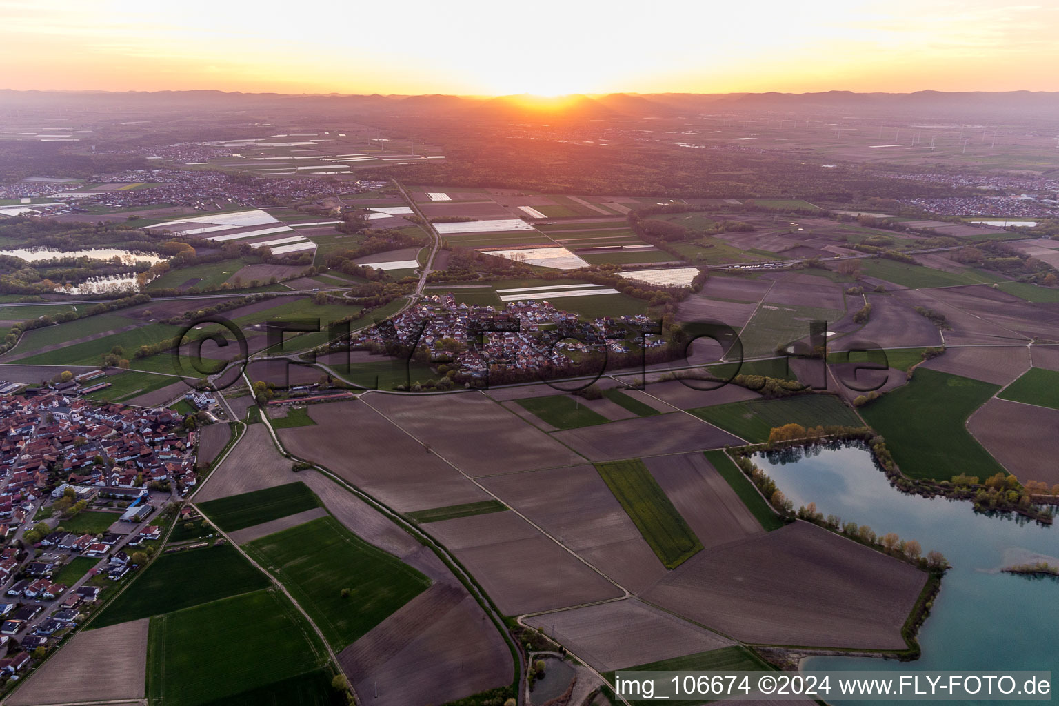 Neupotz in the state Rhineland-Palatinate, Germany from the drone perspective