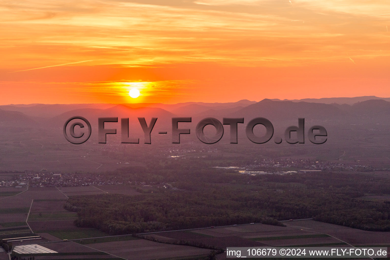 Rohrbach in the state Rhineland-Palatinate, Germany from the plane