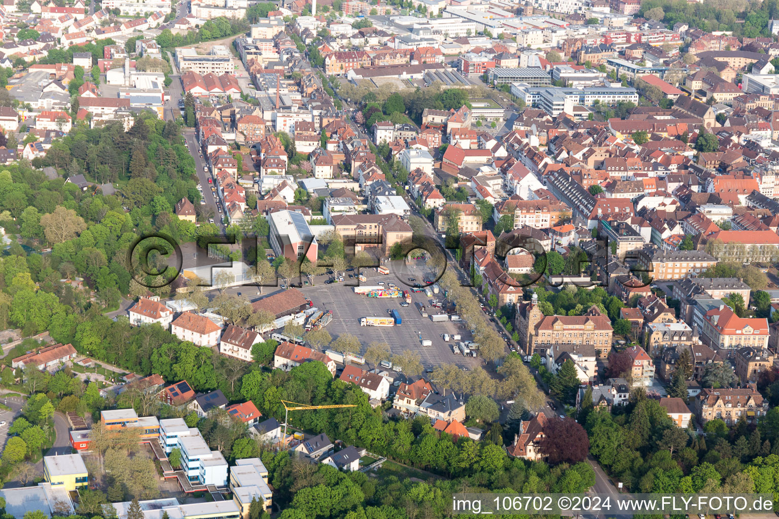 Landau in der Pfalz in the state Rhineland-Palatinate, Germany from the plane