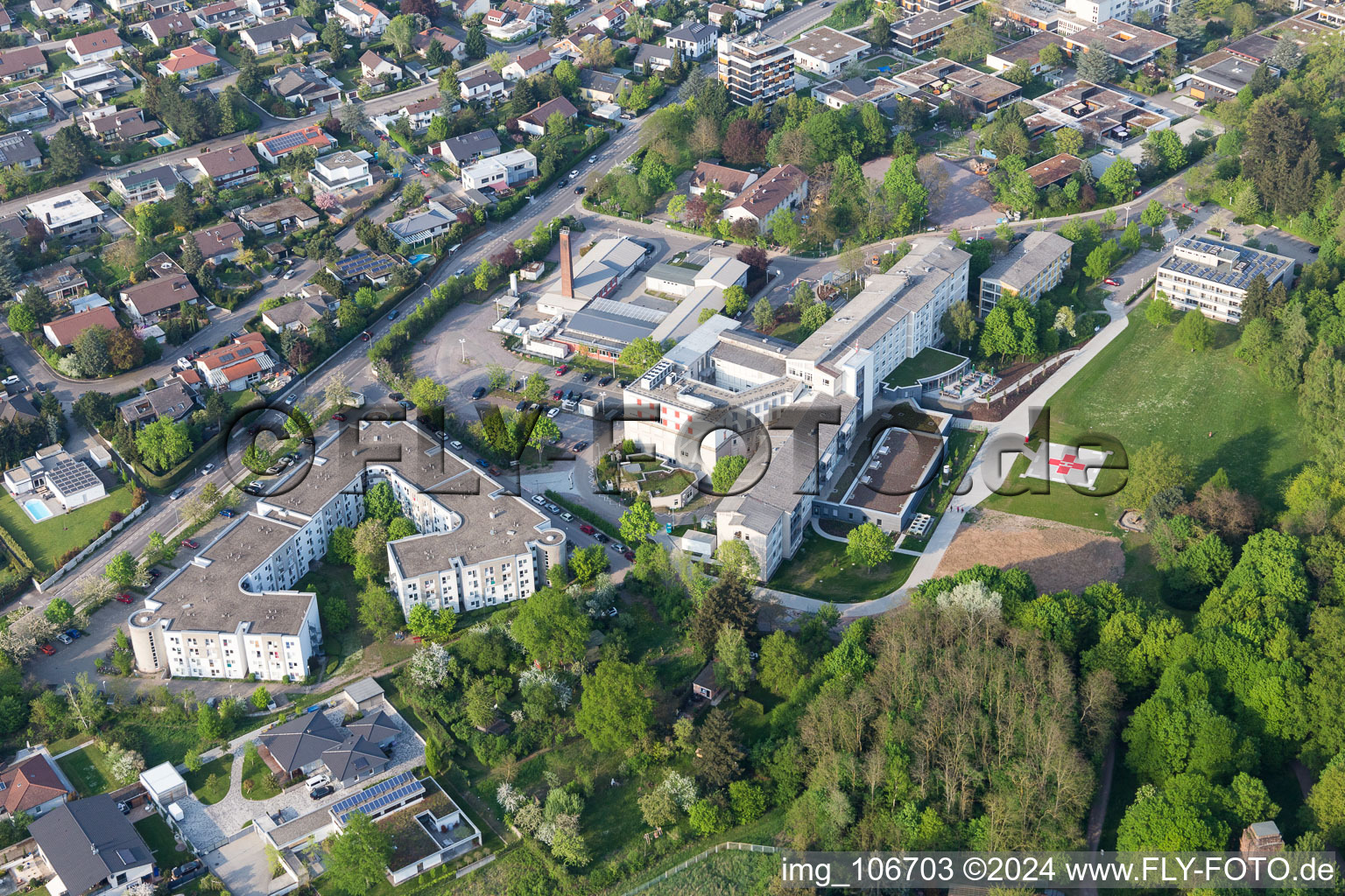 Bird's eye view of Landau in der Pfalz in the state Rhineland-Palatinate, Germany