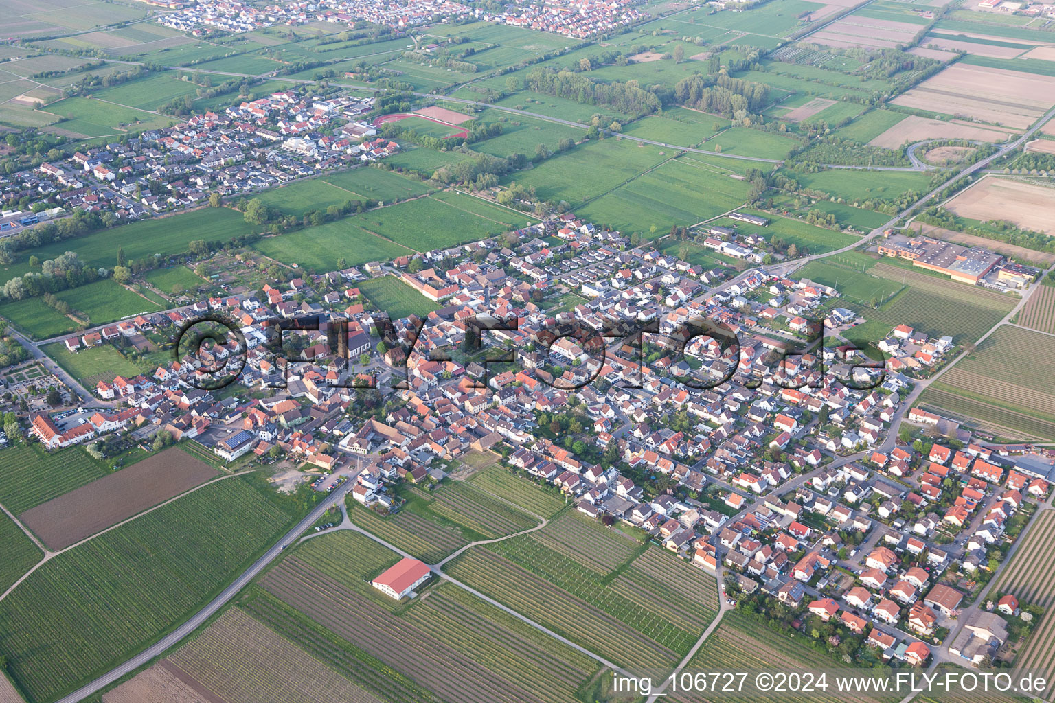 Ruppertsberg in the state Rhineland-Palatinate, Germany from the plane