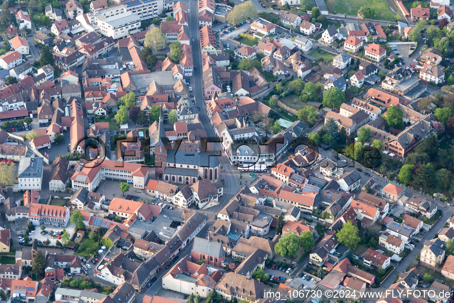 Deidesheim in the state Rhineland-Palatinate, Germany from above