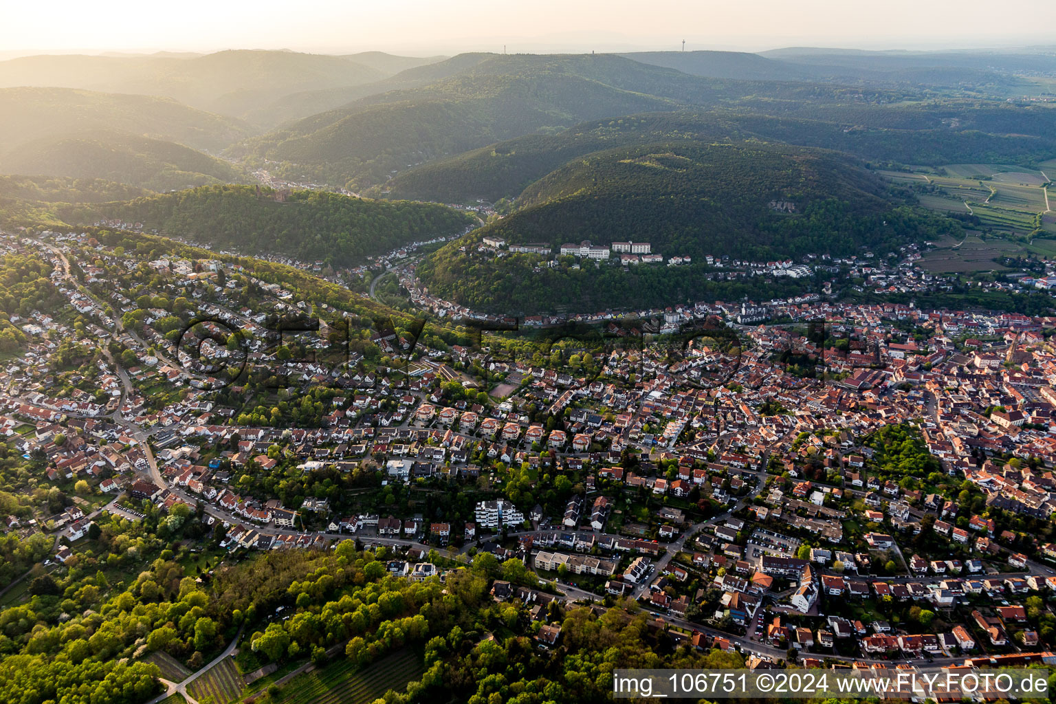 From the south in Bad Dürkheim in the state Rhineland-Palatinate, Germany