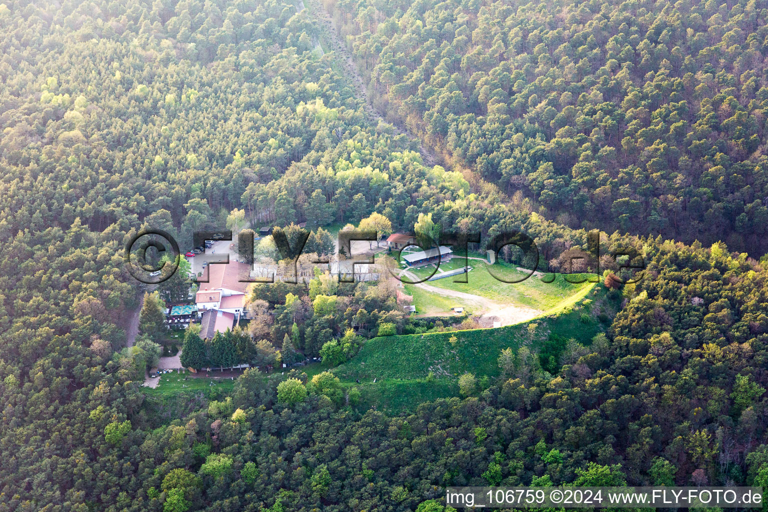 Open-air restaurant Waldgaststaette Schuetzenhaus in Bad Duerkheim in the state Rhineland-Palatinate, Germany