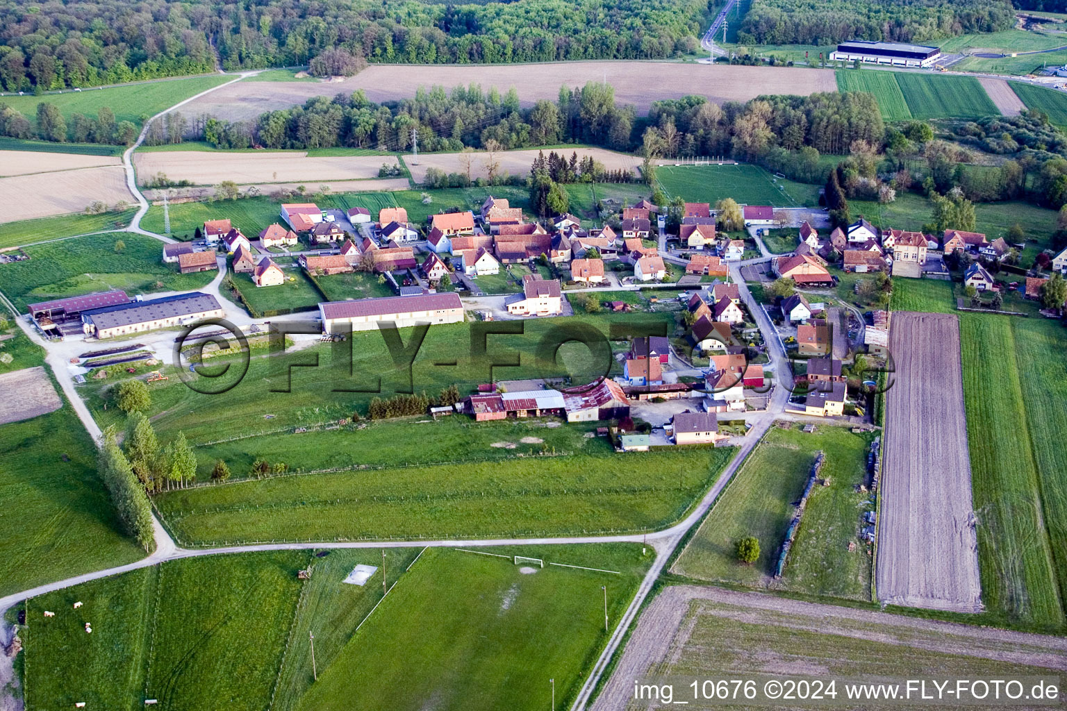 Aerial photograpy of Hegeney in the state Bas-Rhin, France