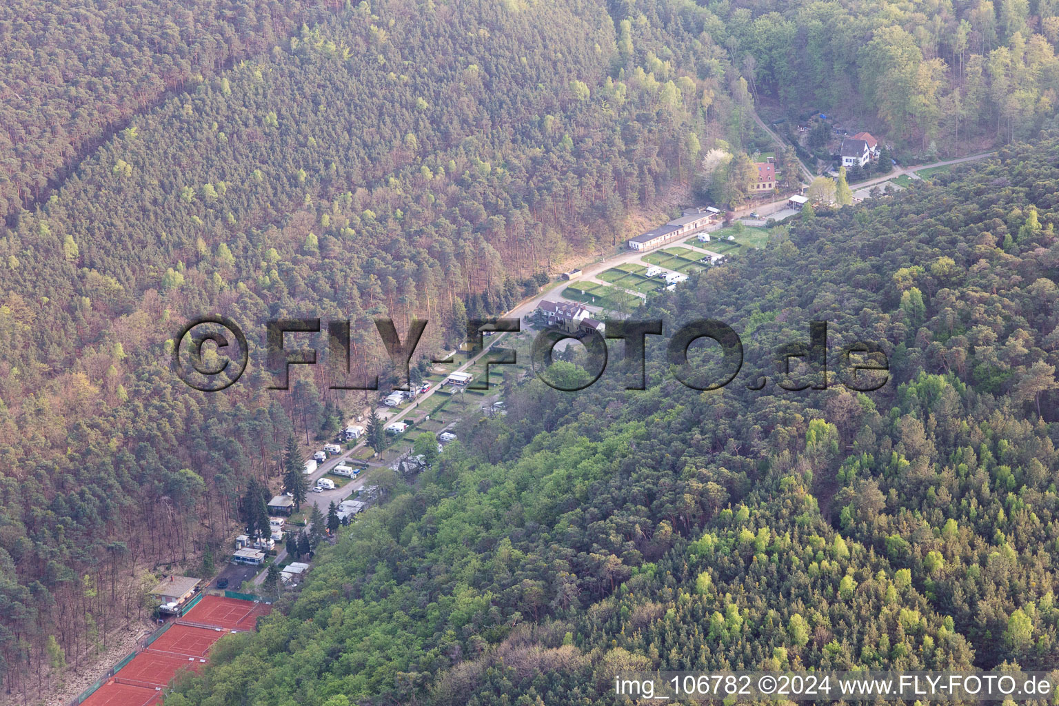 Wachenheim an der Weinstraße in the state Rhineland-Palatinate, Germany seen from above