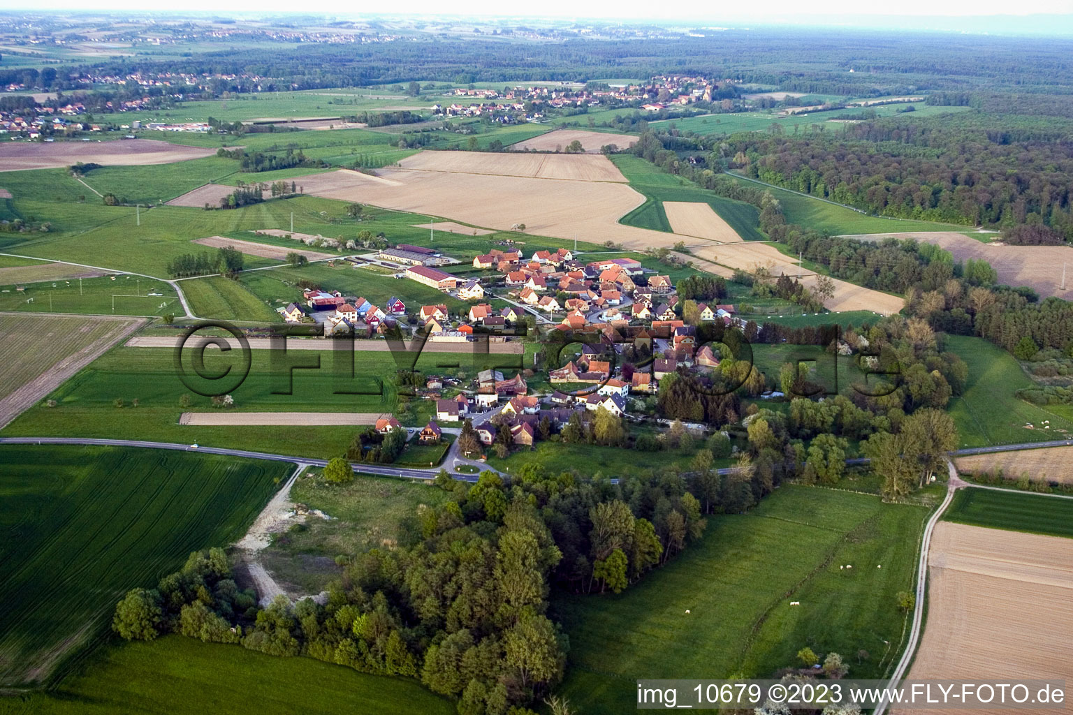 Eschbach in the state Bas-Rhin, France from above