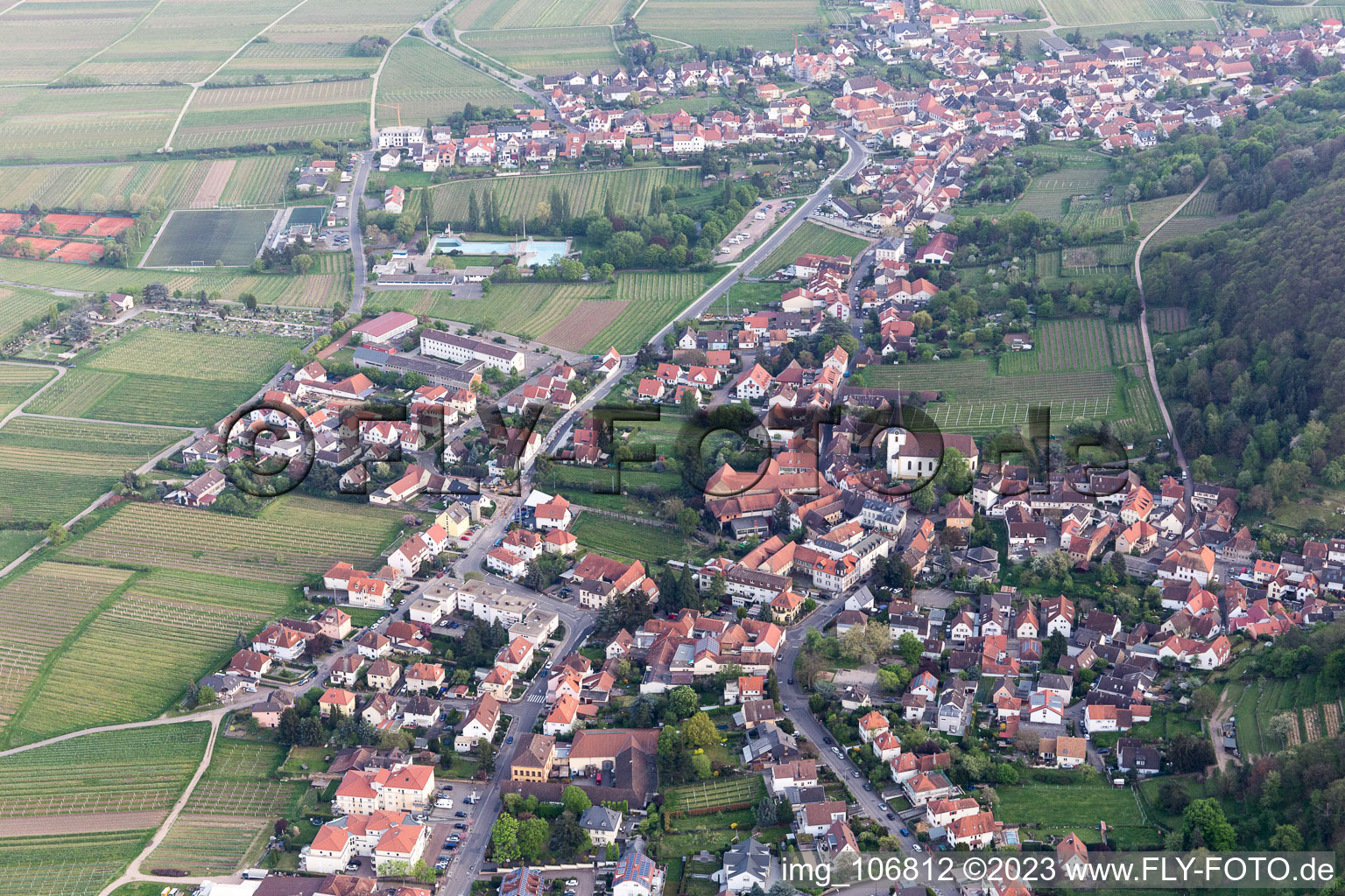 District Hambach an der Weinstraße in Neustadt an der Weinstraße in the state Rhineland-Palatinate, Germany out of the air