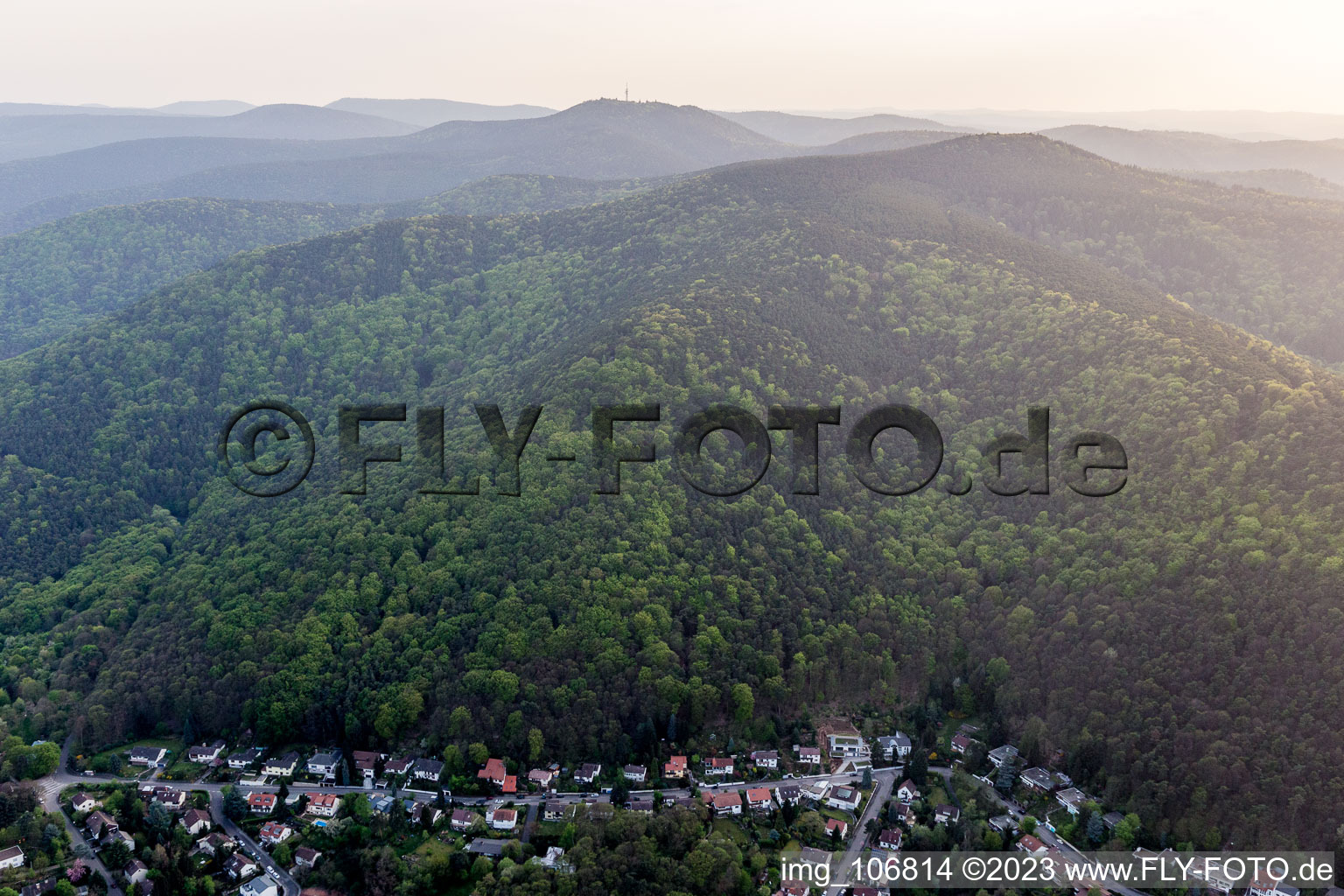 District Hambach an der Weinstraße in Neustadt an der Weinstraße in the state Rhineland-Palatinate, Germany seen from above