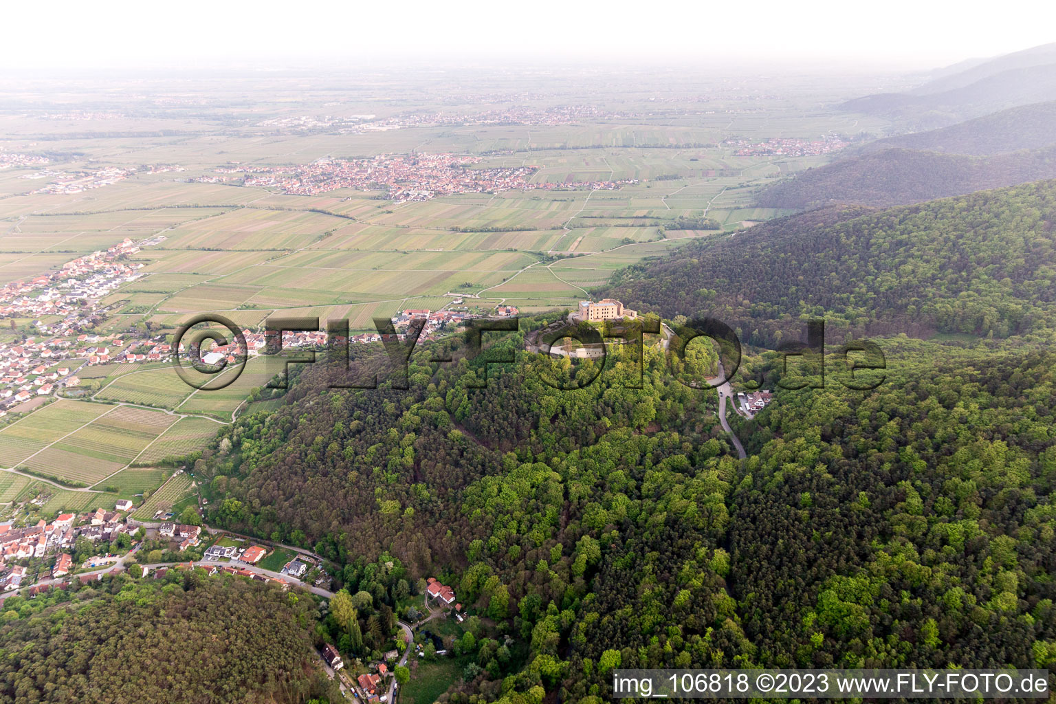 District Diedesfeld in Neustadt an der Weinstraße in the state Rhineland-Palatinate, Germany from the drone perspective