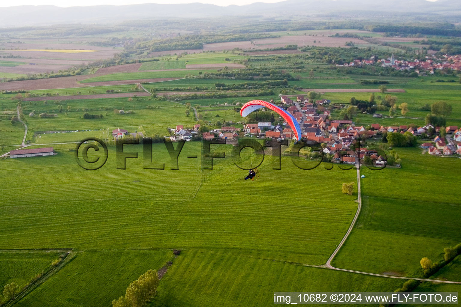 Eschbach in the state Bas-Rhin, France seen from above