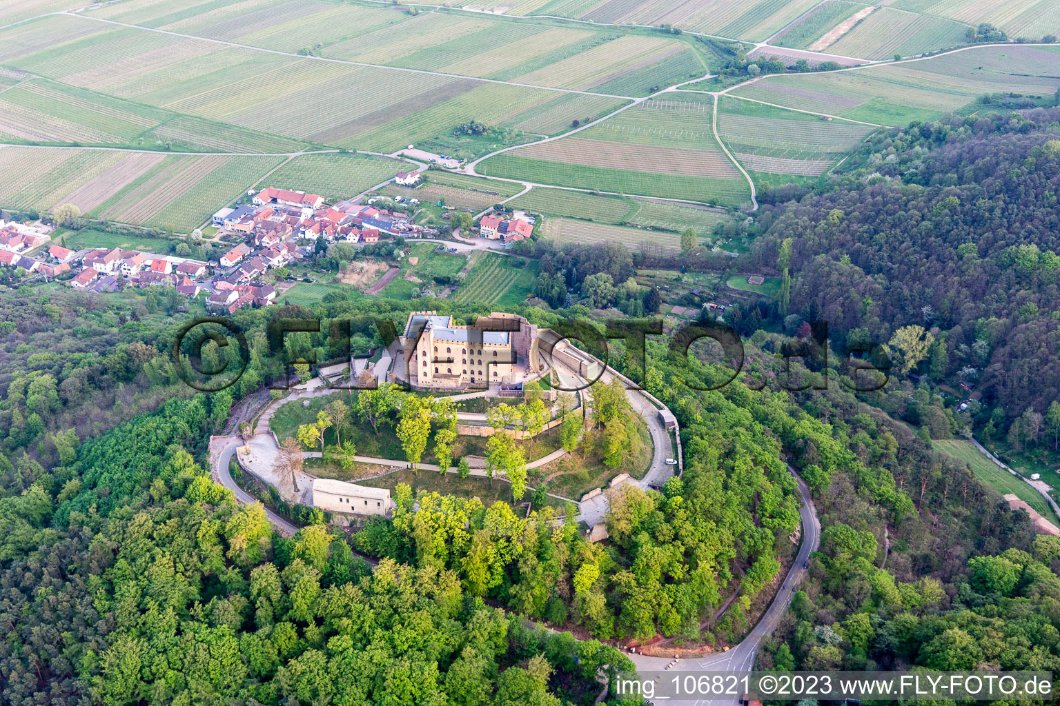 District Diedesfeld in Neustadt an der Weinstraße in the state Rhineland-Palatinate, Germany seen from a drone