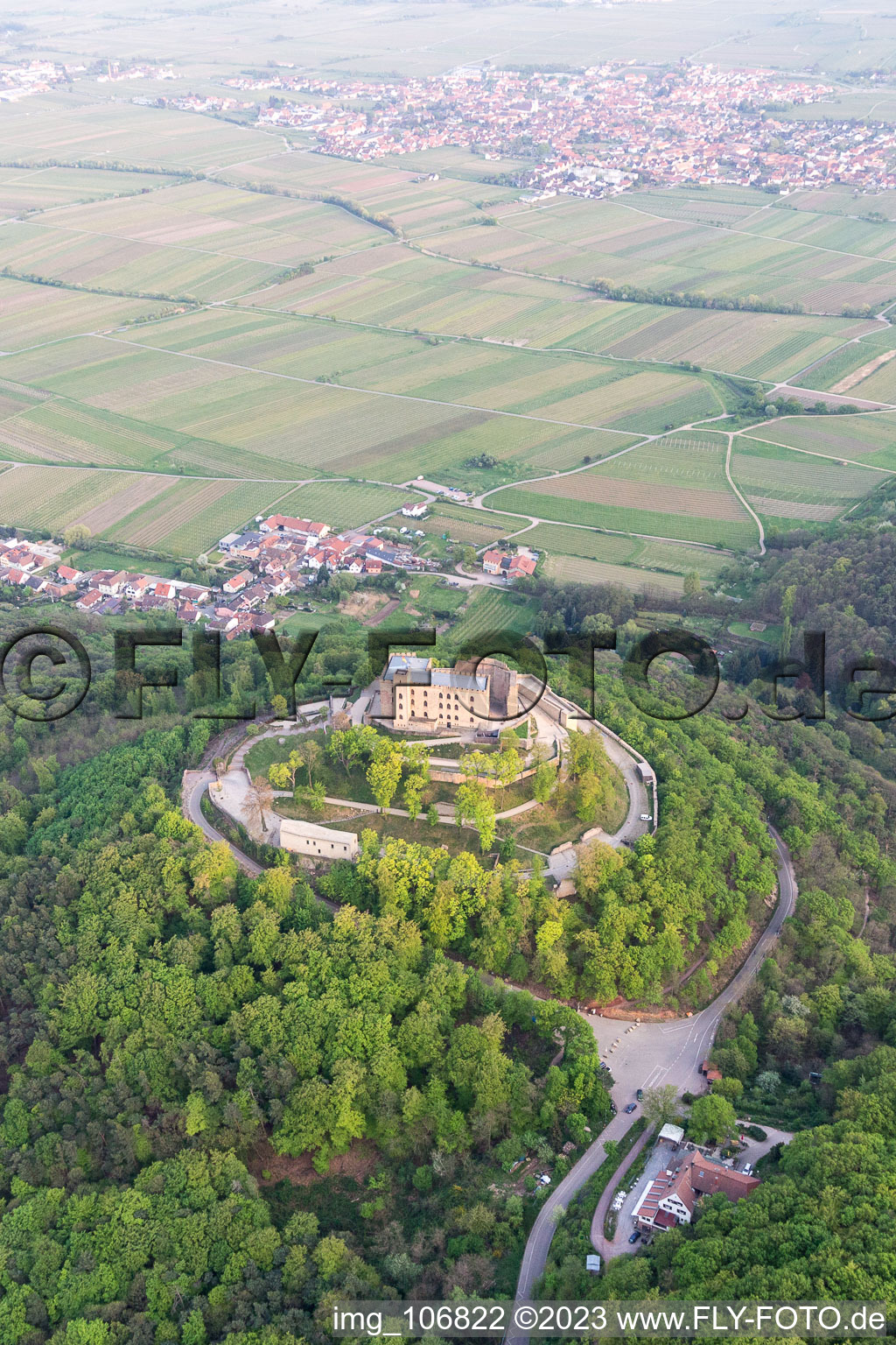 Aerial view of District Diedesfeld in Neustadt an der Weinstraße in the state Rhineland-Palatinate, Germany