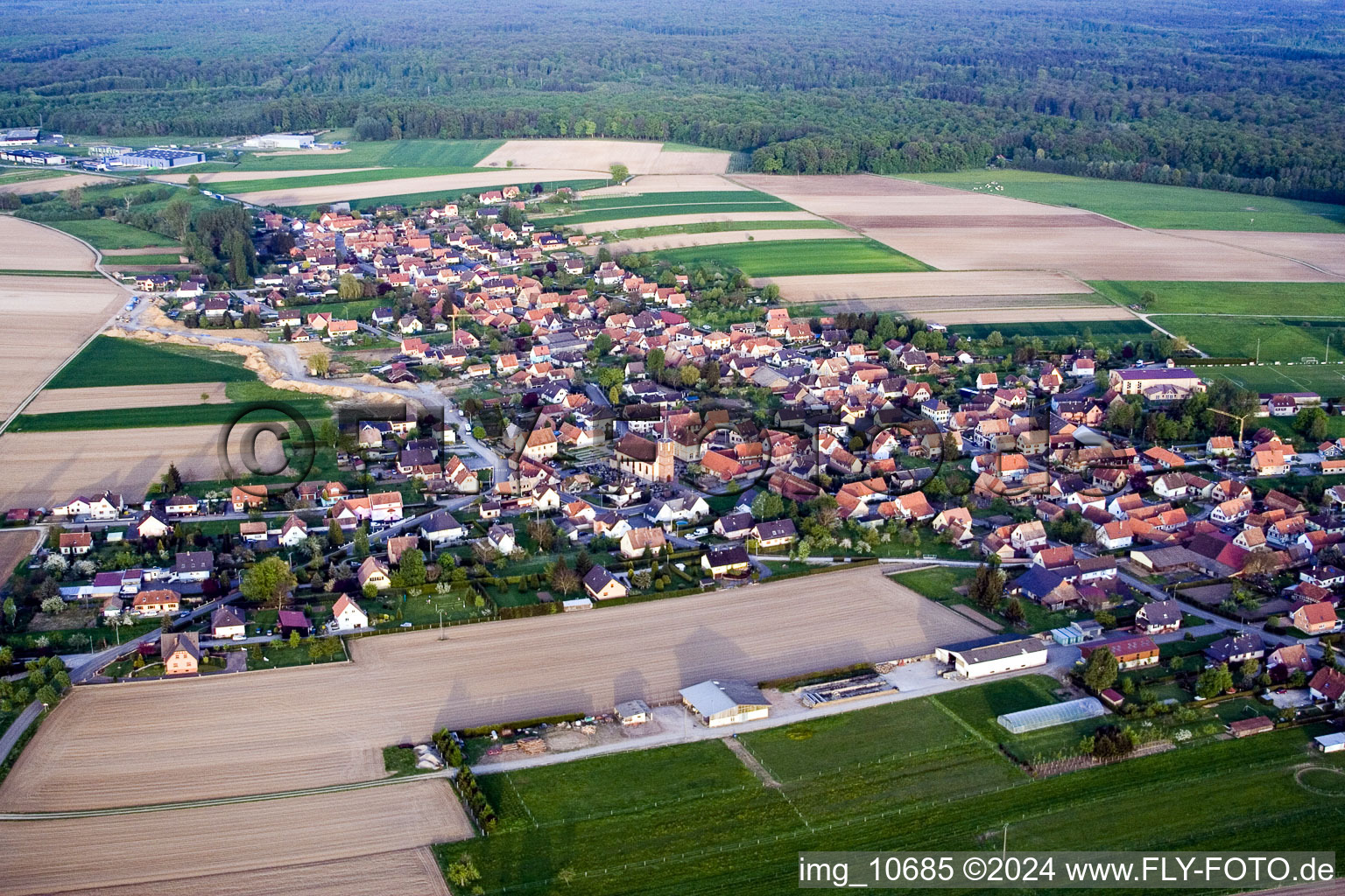 Bird's eye view of Eschbach in the state Bas-Rhin, France