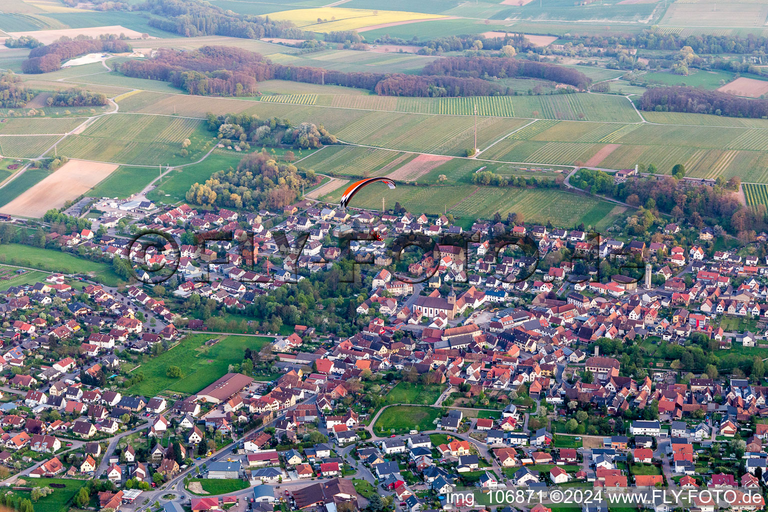 Drone recording of Klingenmünster in the state Rhineland-Palatinate, Germany