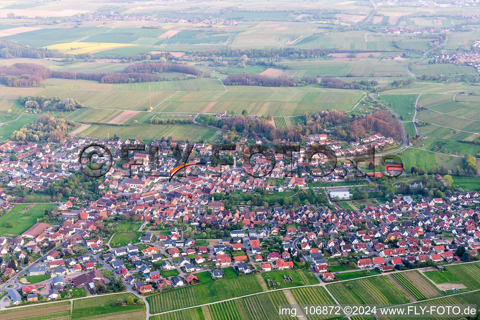 Drone image of Klingenmünster in the state Rhineland-Palatinate, Germany