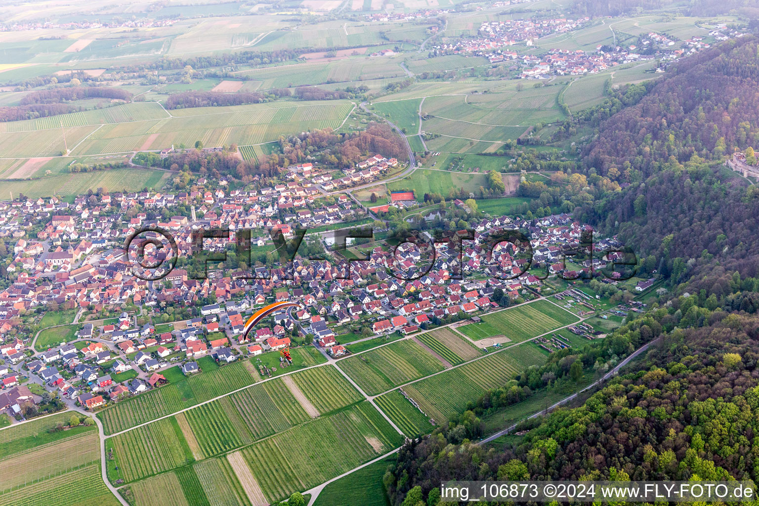 Klingenmünster in the state Rhineland-Palatinate, Germany from the drone perspective