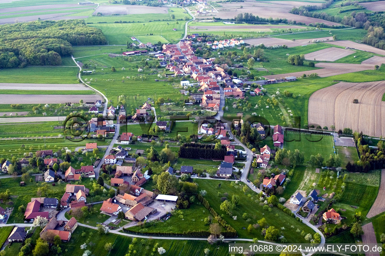 Drone image of Eschbach in the state Bas-Rhin, France