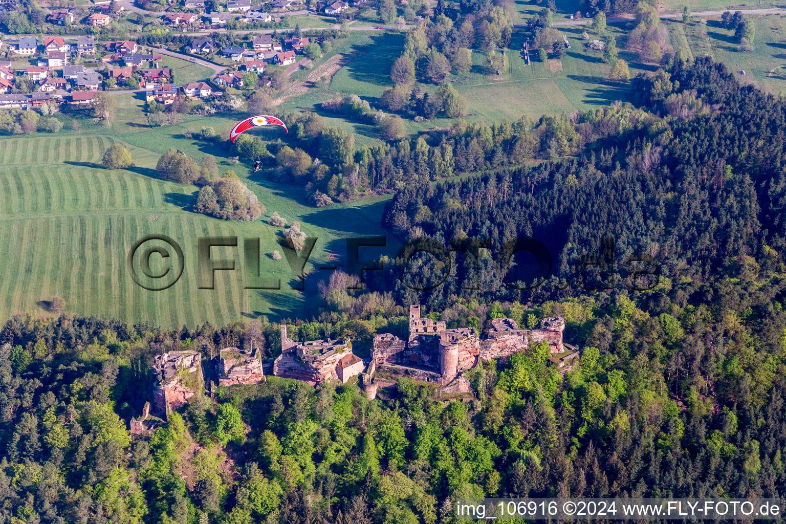 Ruins and vestiges of the former castle and fortress Altdahn in Dahn in the state Rhineland-Palatinate, Germany