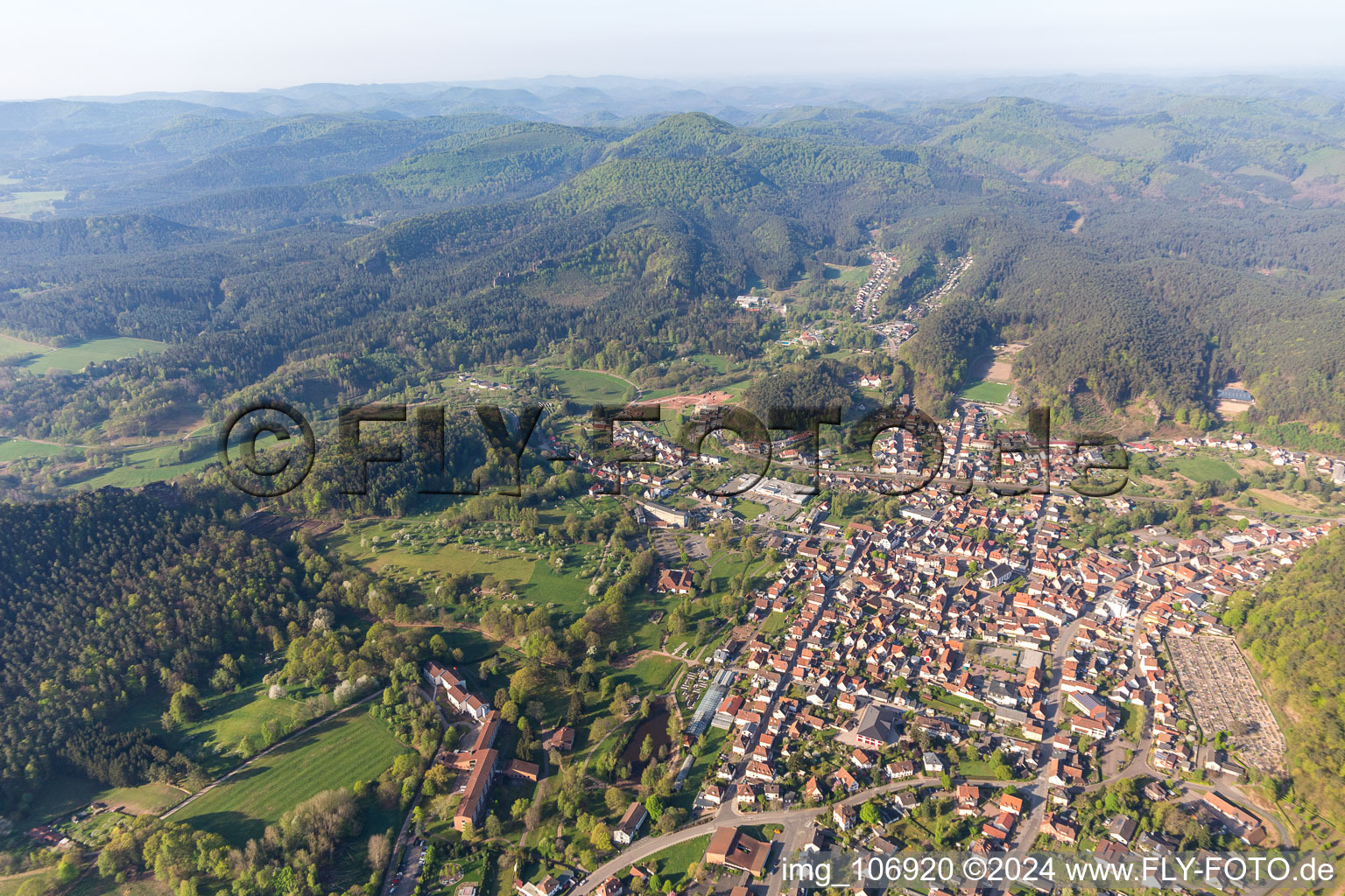 Dahn in the state Rhineland-Palatinate, Germany from the plane