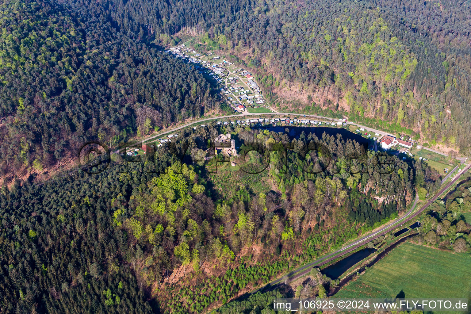 Bird's eye view of Dahn in the state Rhineland-Palatinate, Germany