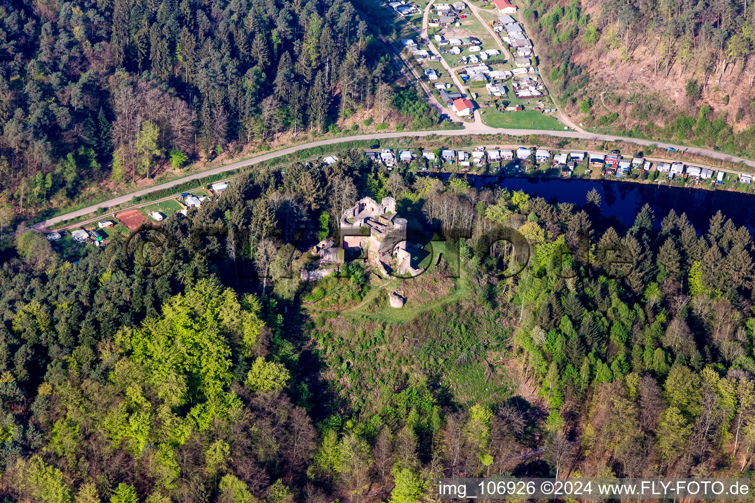 Dahn in the state Rhineland-Palatinate, Germany viewn from the air