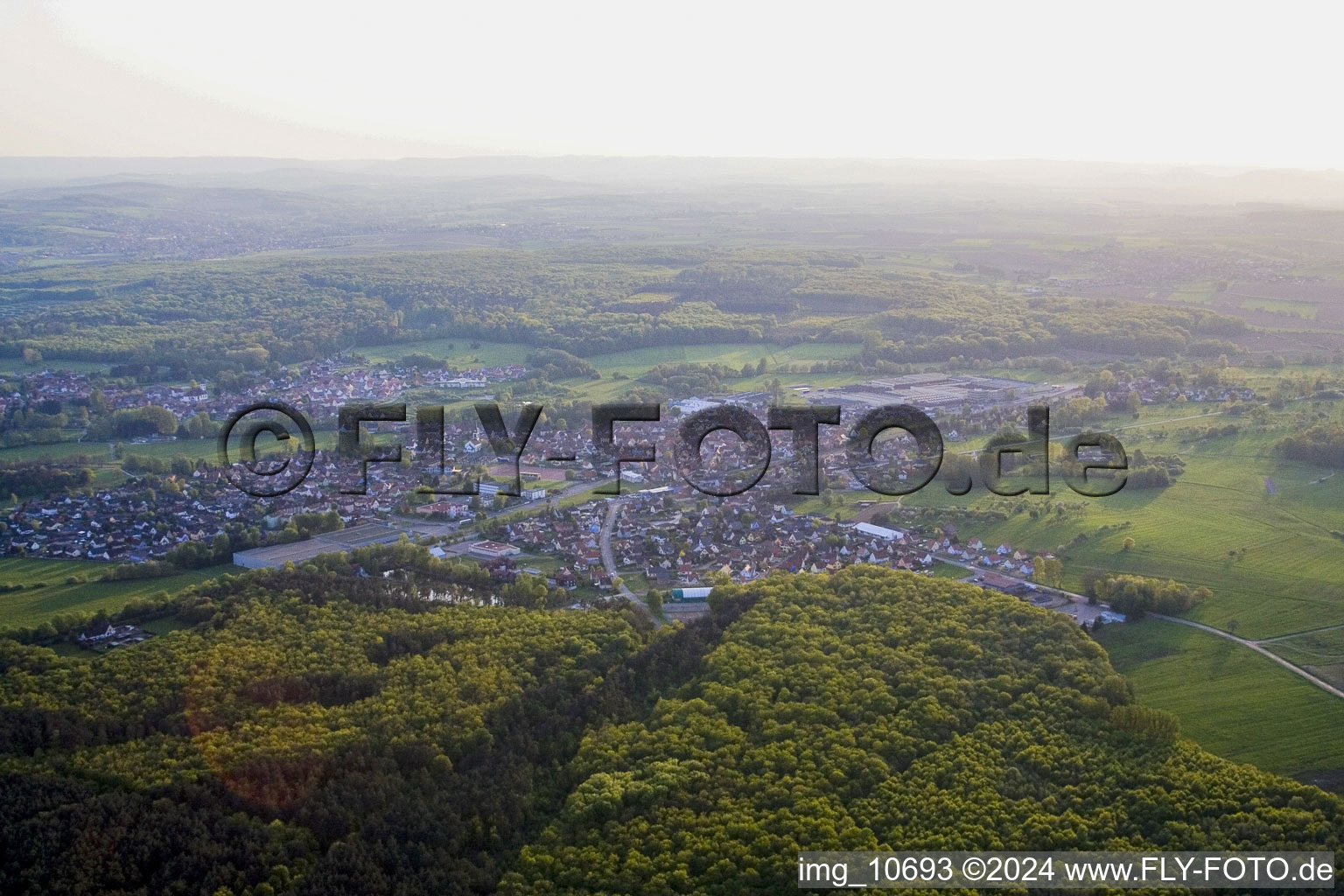 Mertzwiller in the state Bas-Rhin, France seen from a drone