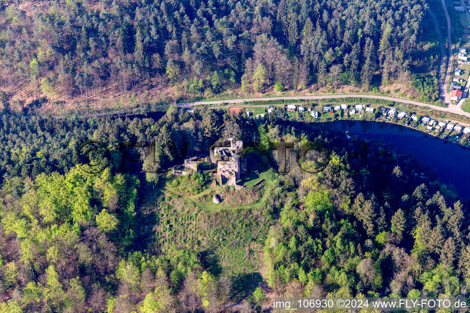 Dahn in the state Rhineland-Palatinate, Germany from the drone perspective